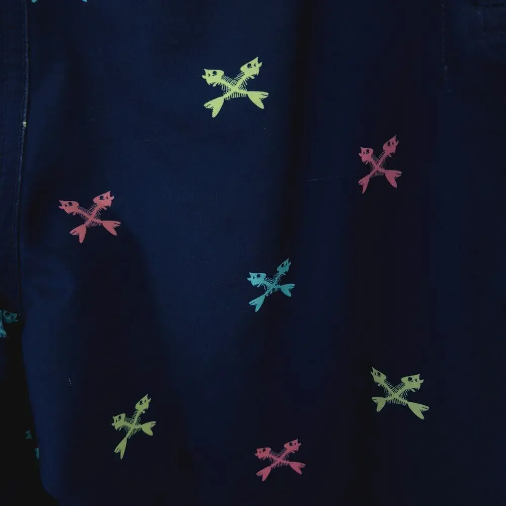 Vineyard Vines Swim Trunks Mens 32 Navy‎ Blue Crossed Fishbones Drawstring